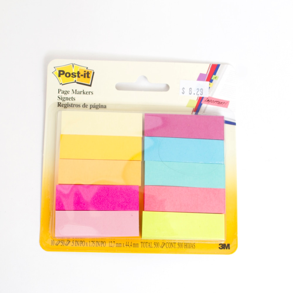 3M, Post-It, Page Marker, Brite, 1/2", 500 Pack